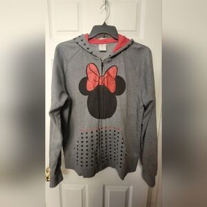 Disney Store Sparkly Bow Minnie Mouse Zip-up Jacket Size XL